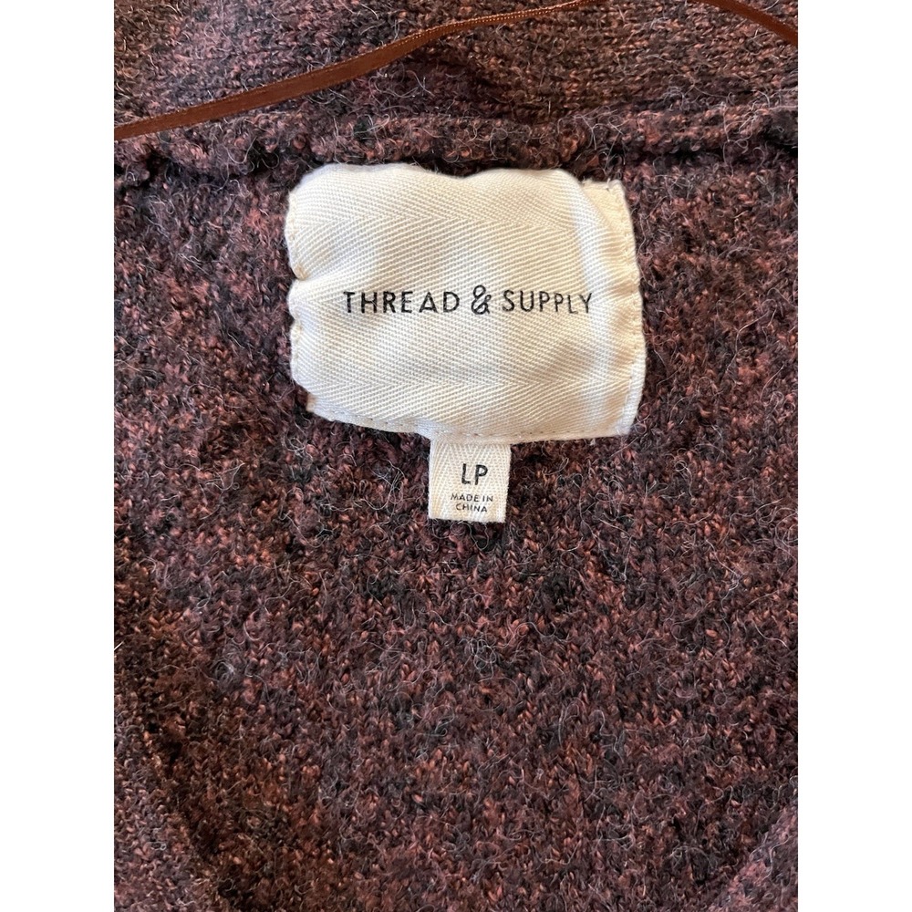 Thread & Supply Calista‎ Soft Cable-Knit Cardigan Sweater Womens LP Brown Cozy - Picture 5 of 8
